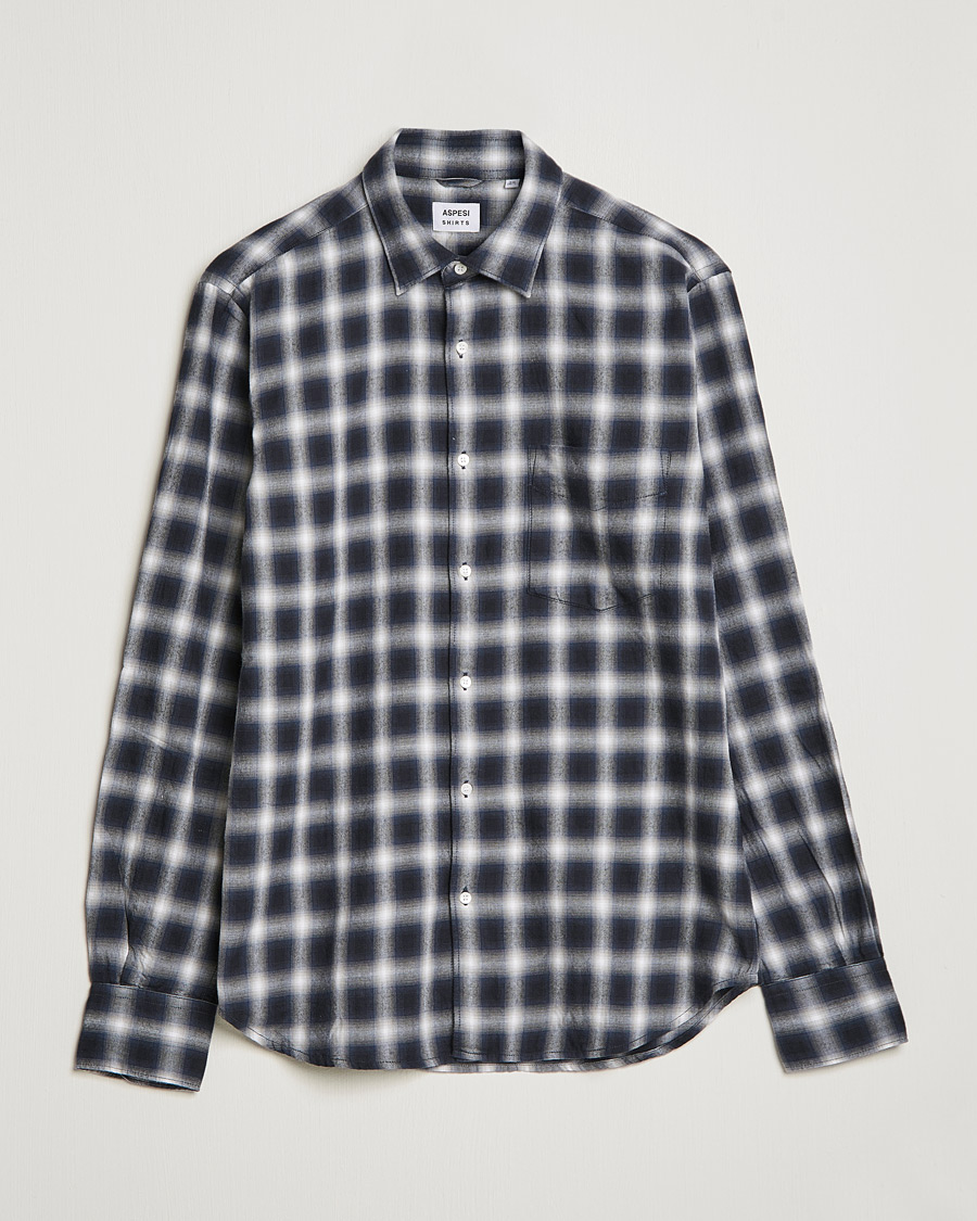 Herren | Hemden | Aspesi | Checked Flannel Shirt Blue/Grey