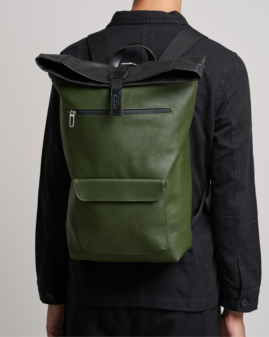 Herren | Brooks England Rivington Cotton Canvas 18L Rolltop Backpack Forest | Brooks England | Rivington Cotton Canvas 18L Rolltop Backpack Forest