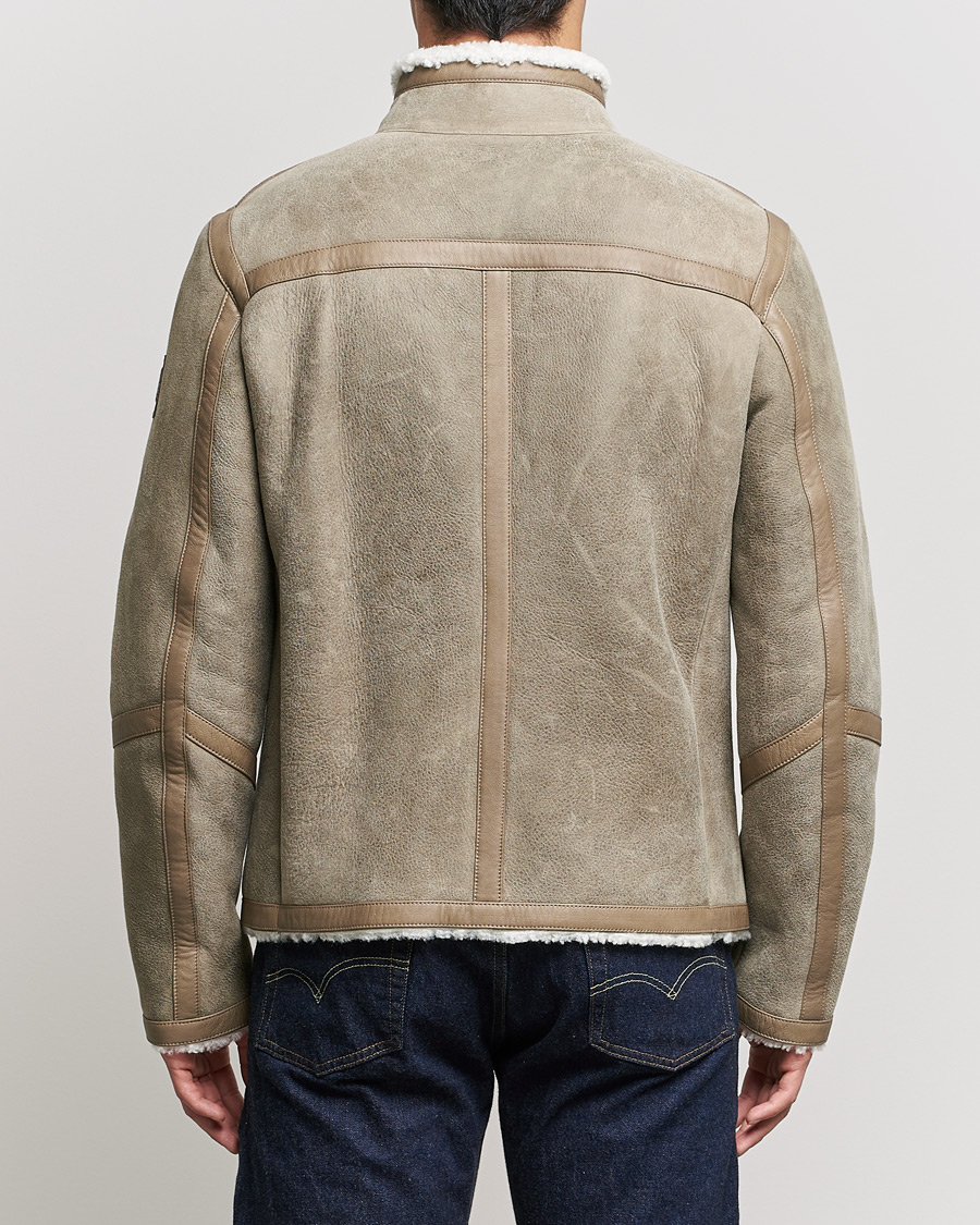 Herren | Jacken | Belstaff | Tundra Shearling Leather Jacket Dark Sand