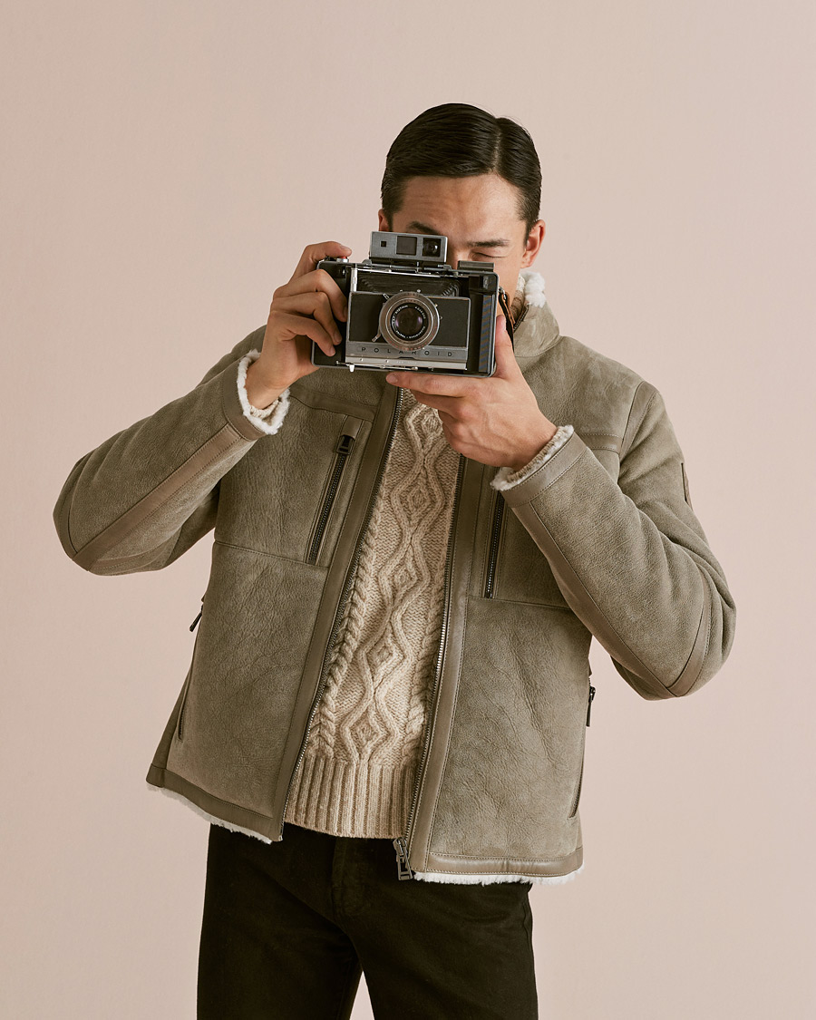 Herren | Jacken | Belstaff | Tundra Shearling Leather Jacket Dark Sand