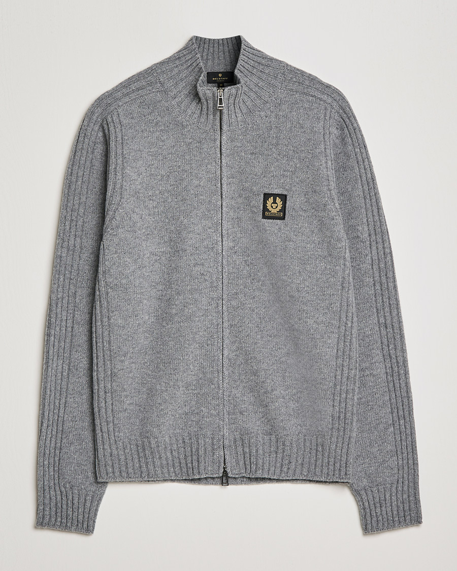 Herren | Pullover | Belstaff | Watch Full Zip Wool Cardigan Pale Grey Melange