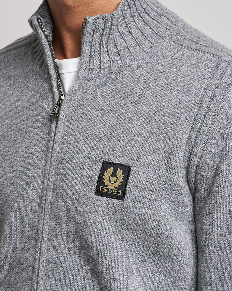 Herren | Pullover | Belstaff | Watch Full Zip Wool Cardigan Pale Grey Melange