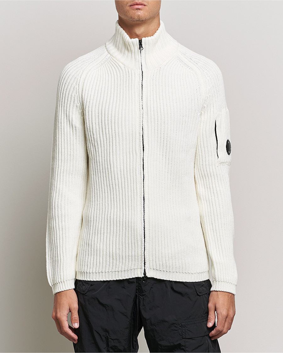 Herren | Pullover | C.P. Company | Merino Wool Full Zip Lens Cardigan White