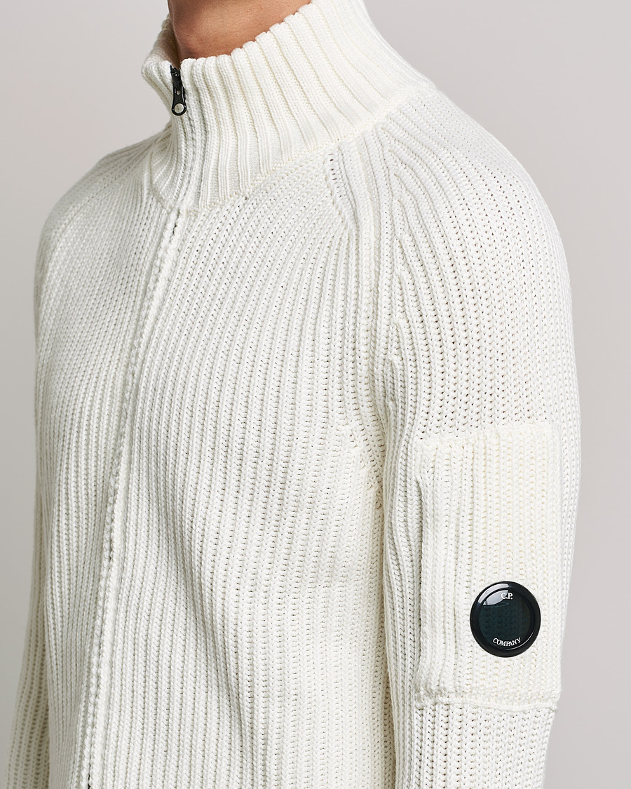 Herren | Pullover | C.P. Company | Merino Wool Full Zip Lens Cardigan White