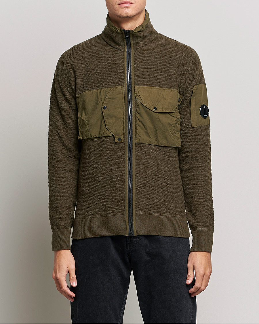Herren | Pullover | C.P. Company | Lambswool Pocket Full Zip Sweat Green