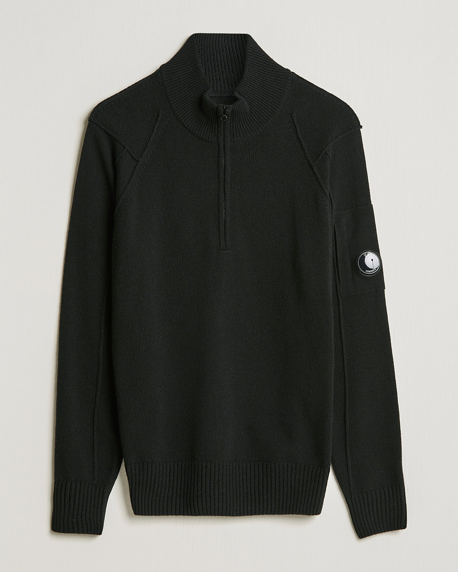 Herren | Pullover | C.P. Company | Lambswool Lens Half Zip Black