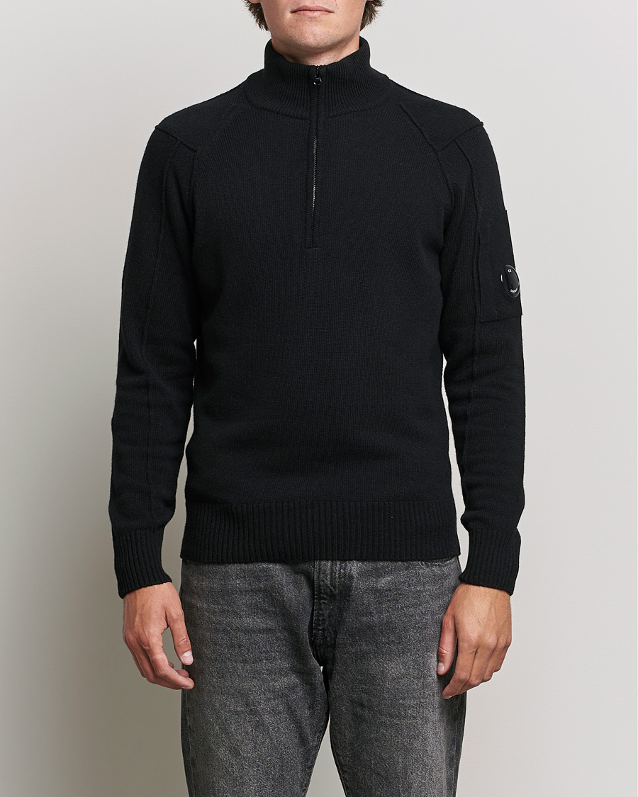 Herren | Pullover | C.P. Company | Lambswool Lens Half Zip Black