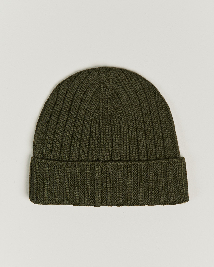 Herren | C.P. Company Knitted Merino Logo Beanie Dark Green | C.P. Company | Knitted Merino Logo Beanie Dark Green