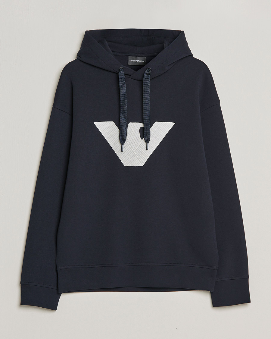 Herren | Pullover | Emporio Armani | Cotton Eagle Hoodie Navy