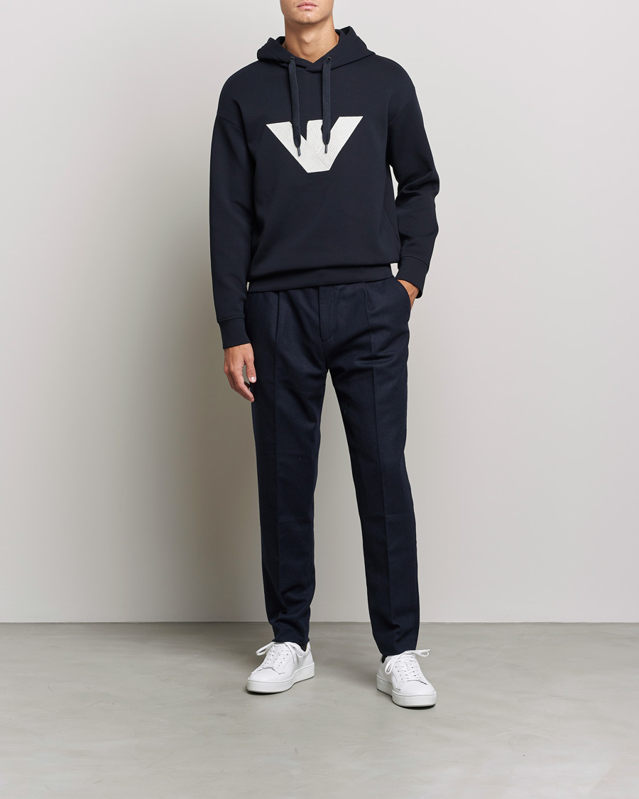 Herren | Pullover | Emporio Armani | Cotton Eagle Hoodie Navy