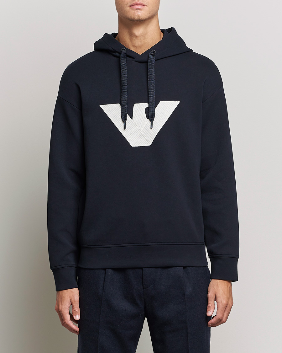 Herren | Pullover | Emporio Armani | Cotton Eagle Hoodie Navy