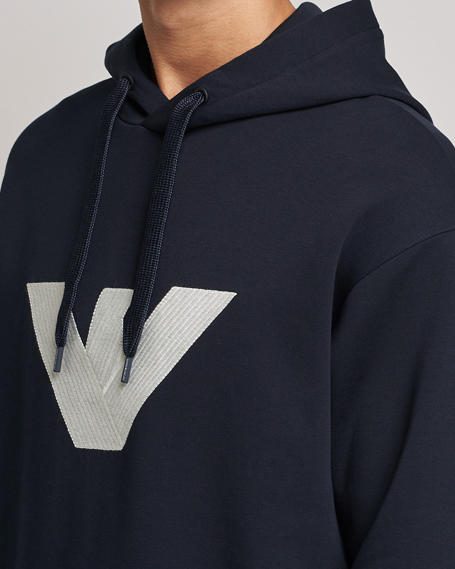 Herren | Pullover | Emporio Armani | Cotton Eagle Hoodie Navy