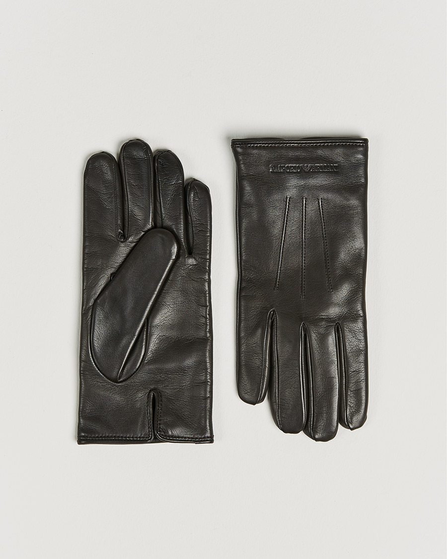 Herren | Emporio Armani Leather Gloves Dark Brown | Emporio Armani | Leather Gloves Dark Brown