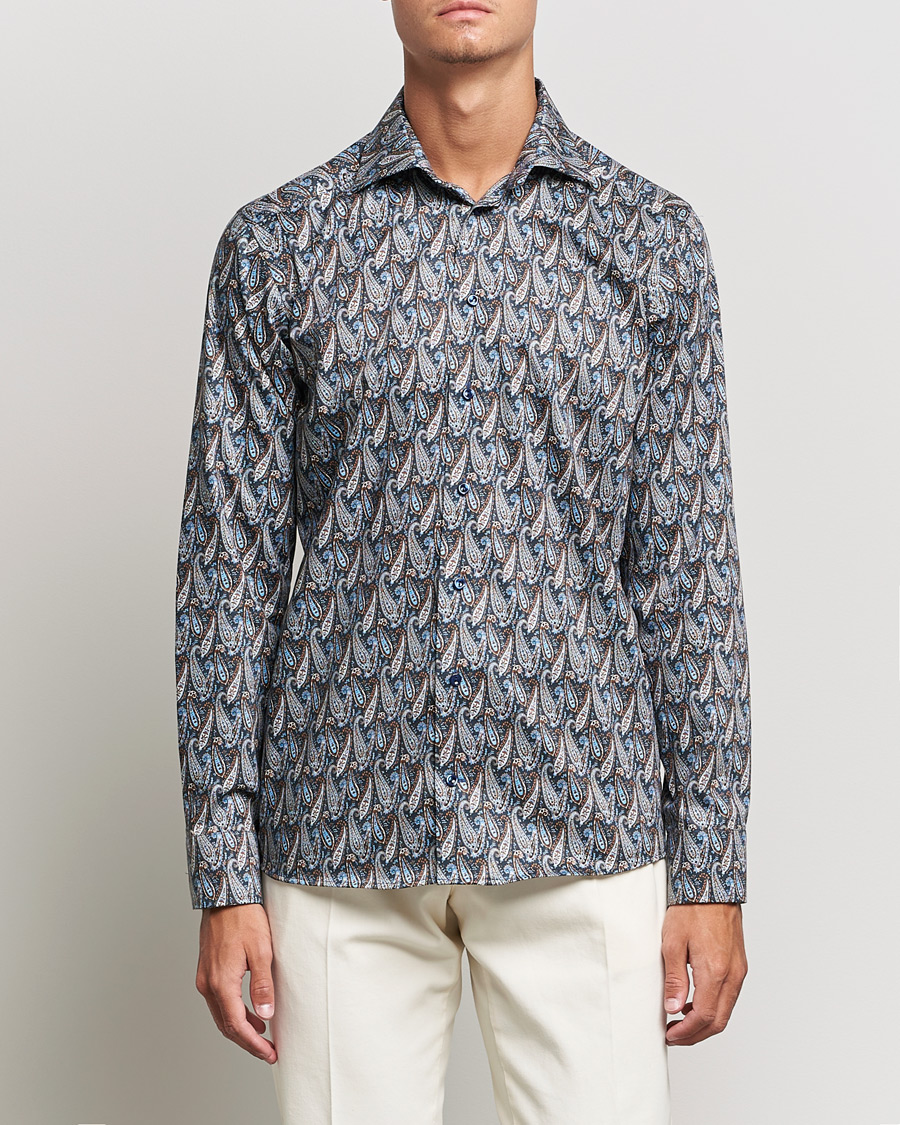 Herren | Hemden | Eton | Paisley Signature Twill Slim Shirt Navy Blue