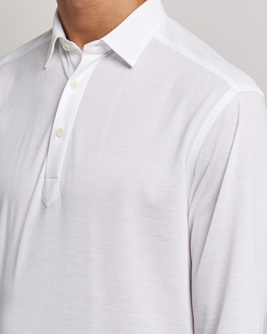 Herren | Pullover | Eton | Slim Fit Cotton Piqué Popover Shirt White