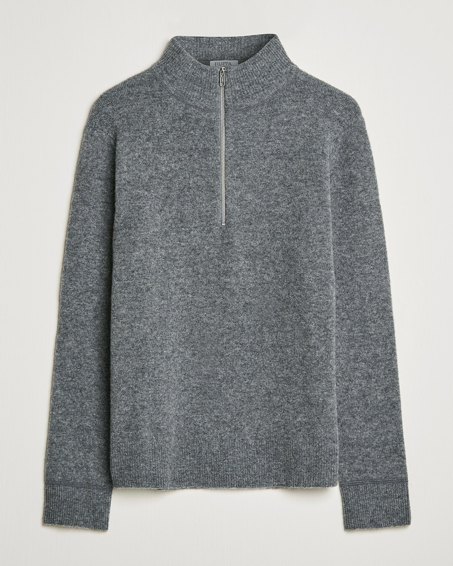 Herren | Pullover | Filippa K | Andrew Yak Zip Sweater Mid Grey Melange