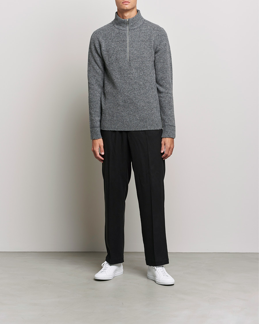 Herren | Pullover | Filippa K | Andrew Yak Zip Sweater Mid Grey Melange