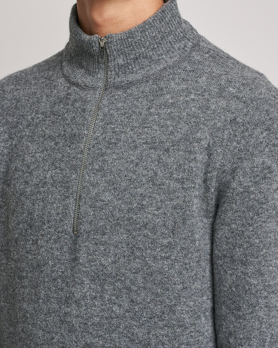Herren | Pullover | Filippa K | Andrew Yak Zip Sweater Mid Grey Melange