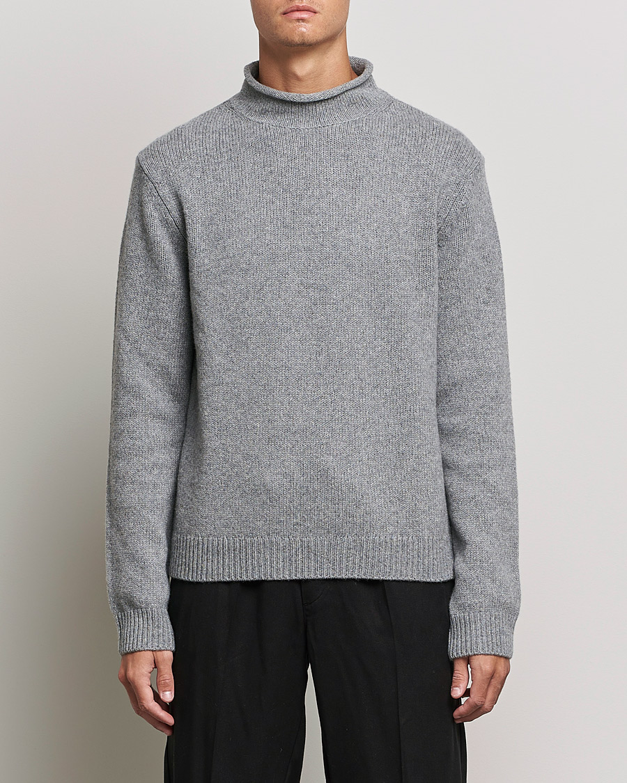Herren | Pullover | Filippa K | Milo Wool Cashmere Sweater Mid Grey Melange
