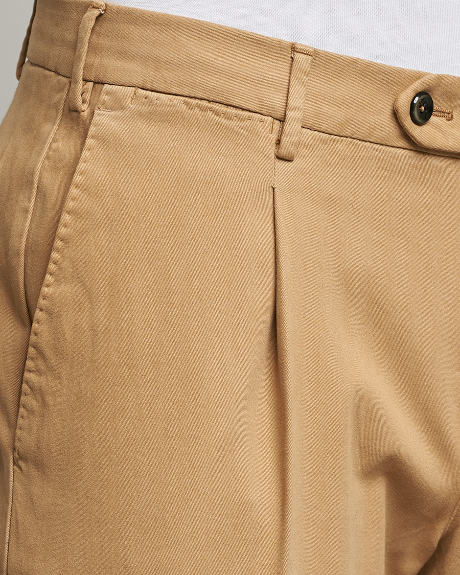 Herren | Hosen | PT01 | Slim Fit Pleated Cotton Stretch Chinos Khaki
