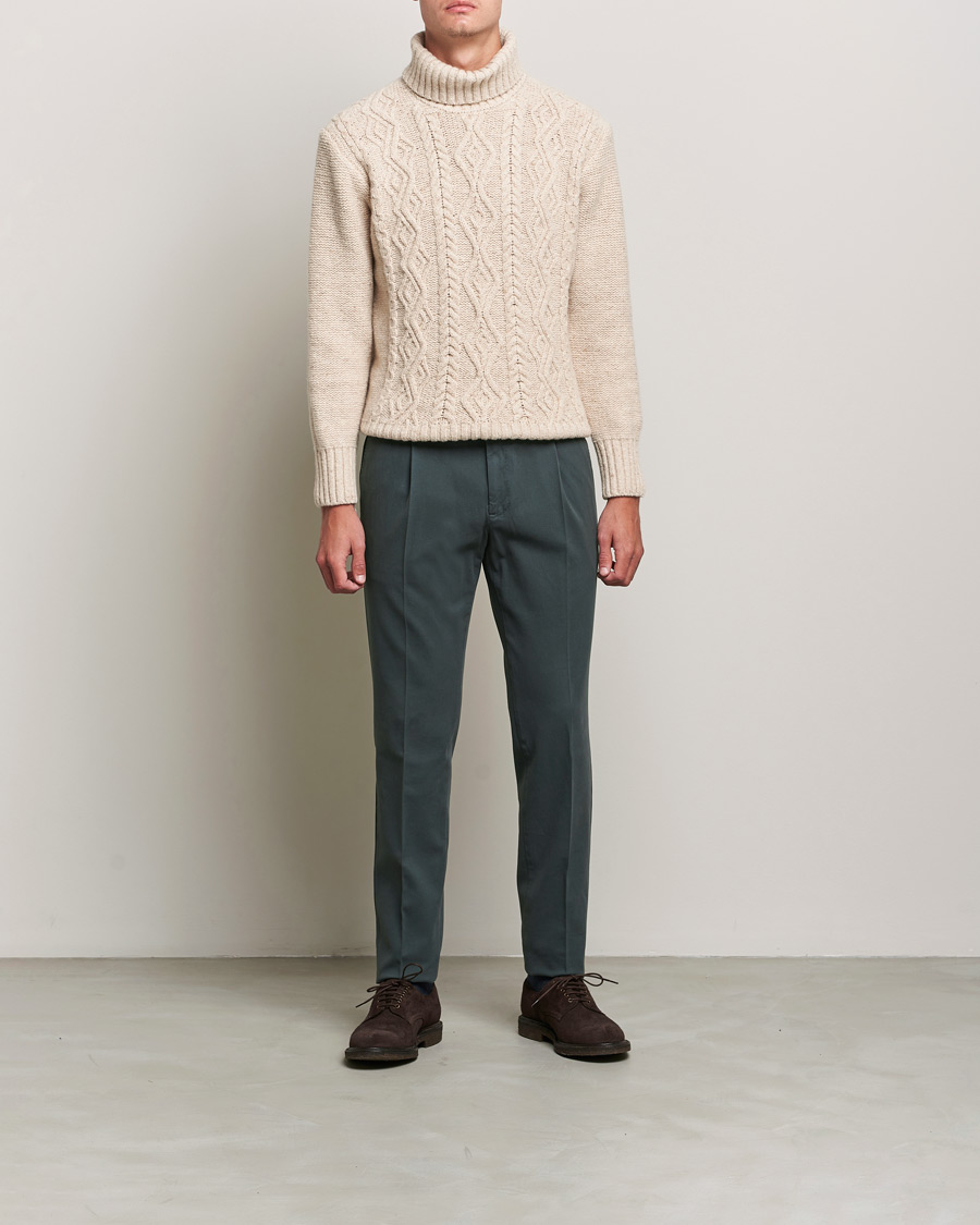 Herren | Hosen | PT01 | Slim Fit Pleated Cotton Stretch Chinos Dark Grey