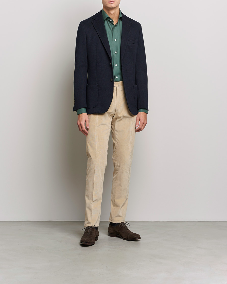 Herren | Hosen | PT01 | Slim Fit Pleated Corduroy Trousers Light Beige