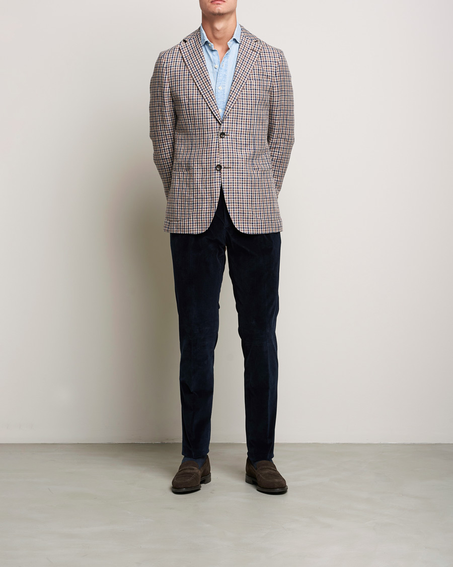 Herren | Hosen | PT01 | Slim Fit Pleated Corduroy Trousers Navy