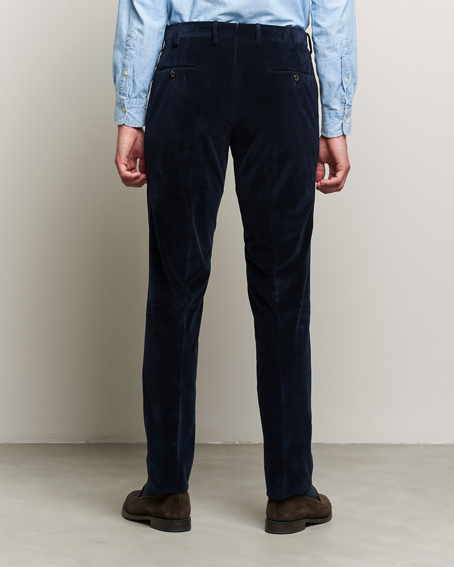 Herren | Hosen | PT01 | Slim Fit Pleated Corduroy Trousers Navy