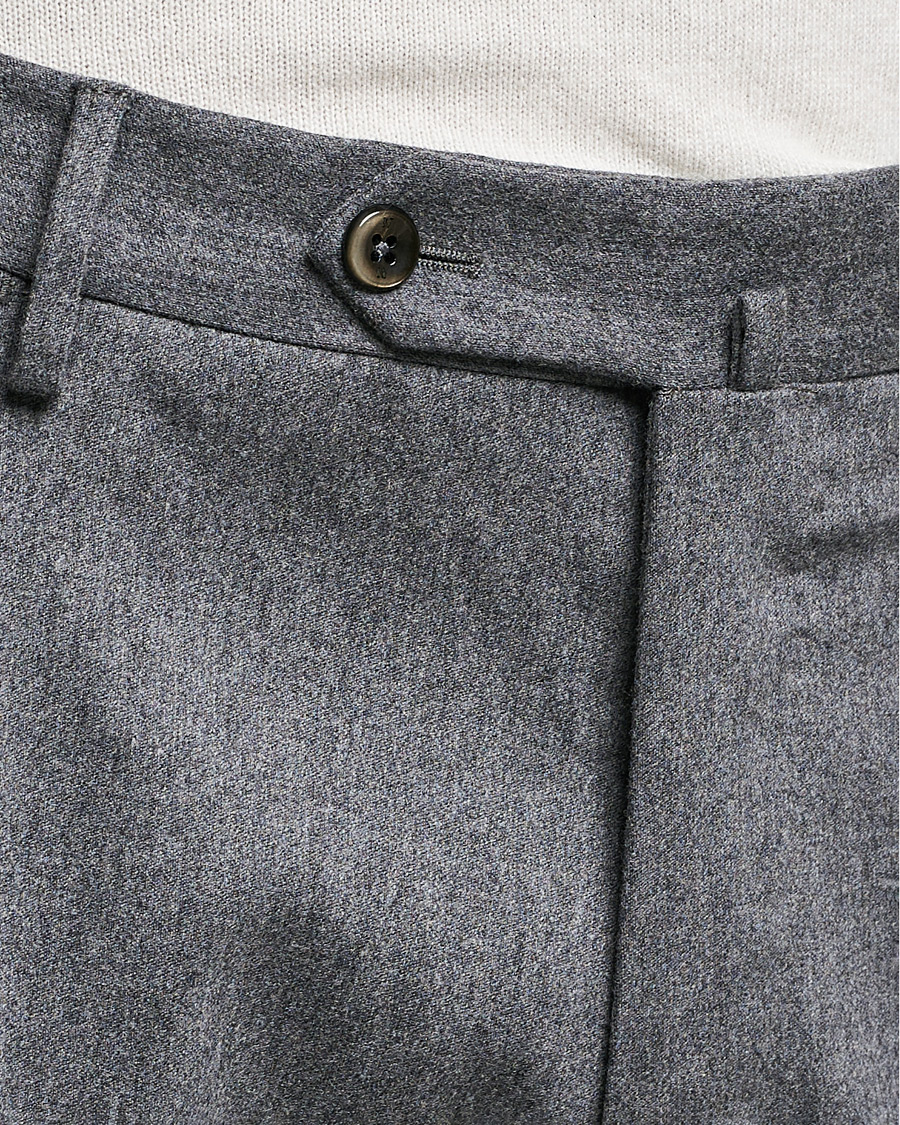 Herren | Hosen | PT01 | Slim Fit Pleated Flannel Trousers Light Grey