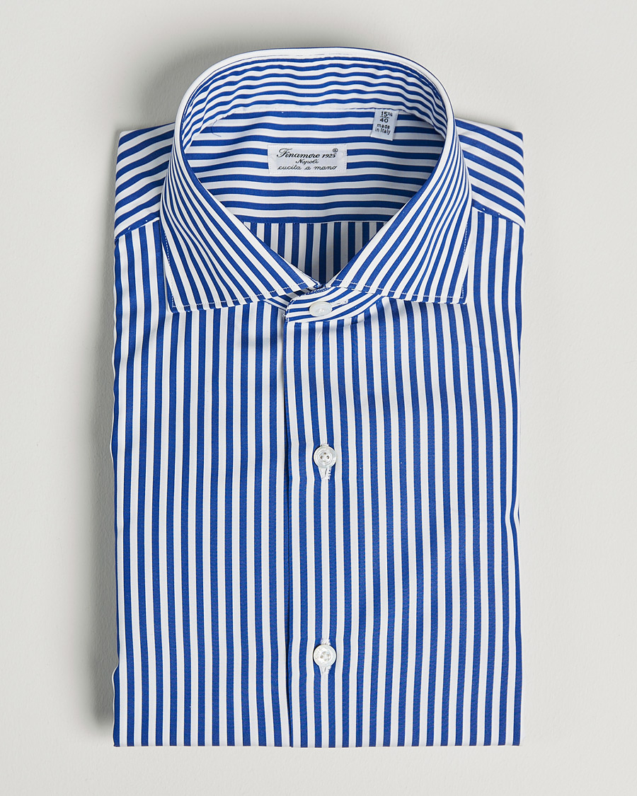 Herren | Hemden | Finamore Napoli | Milano Slim Dress Shirt Blue Stripe