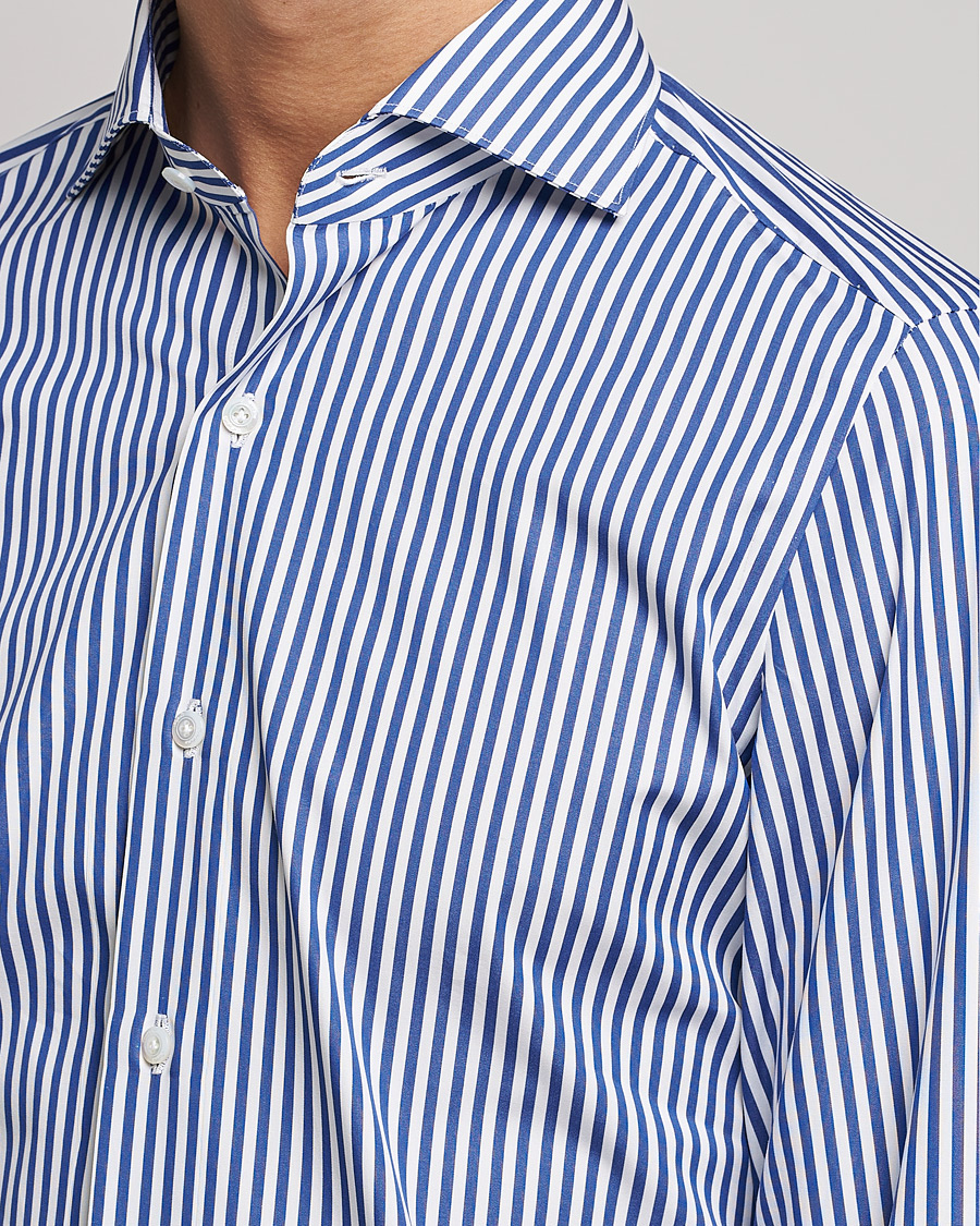 Herren | Hemden | Finamore Napoli | Milano Slim Dress Shirt Blue Stripe