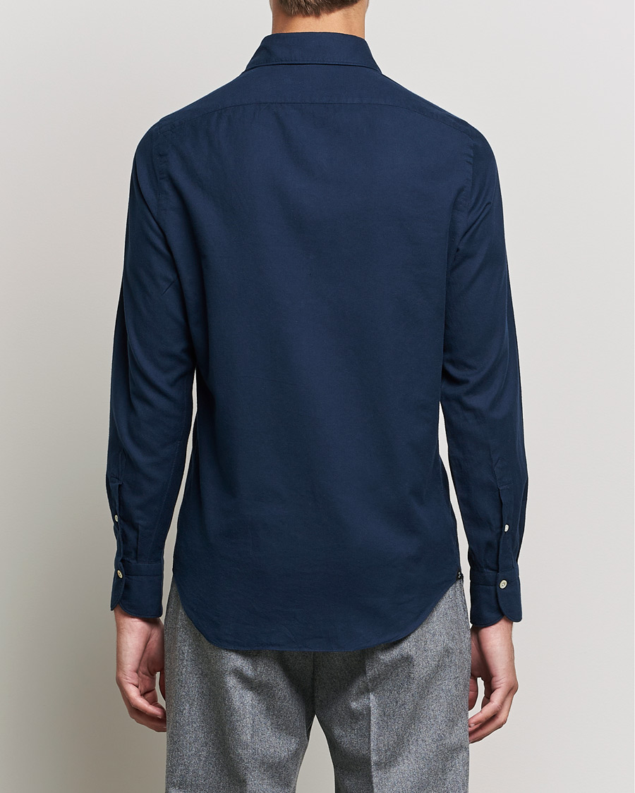 Herren | Hemden | Finamore Napoli | Tokyo Slim Flannel Shirt Navy