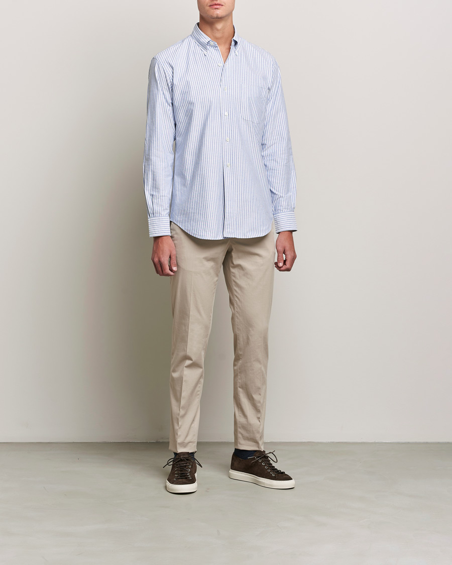 Herren | Hemden | Kamakura Shirts | Vintage Ivy Striped Oxford BD Shirt Light Blue