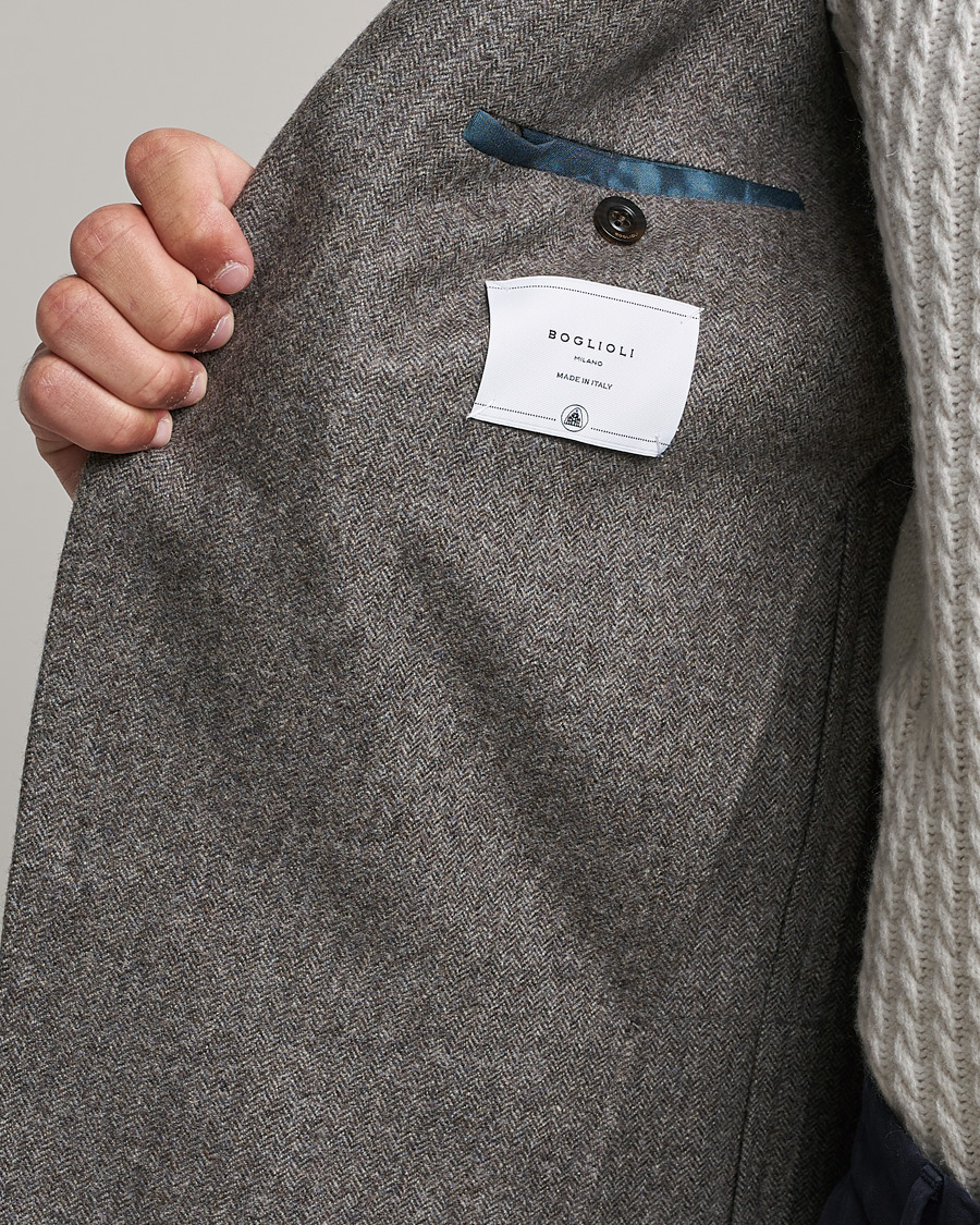 Herren | Sakkos | Boglioli | K Jacket Herringbone Wool Blazer Light Grey
