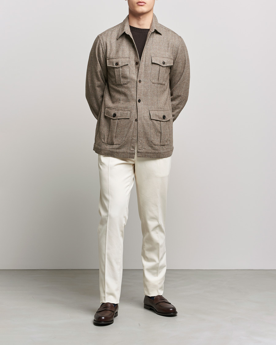 Herren | Hemden | Boglioli | Check Flannel Overshirt Beige