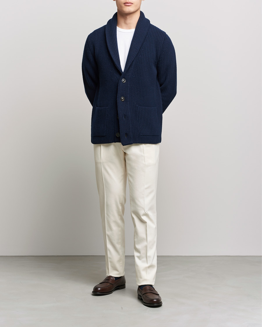Herren | Pullover | Boglioli | Shawl Collar Cardigan Navy