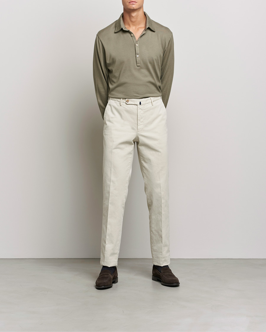 Herren | Pullover | Boglioli | Long Sleeve Polo Shirt Sage Green