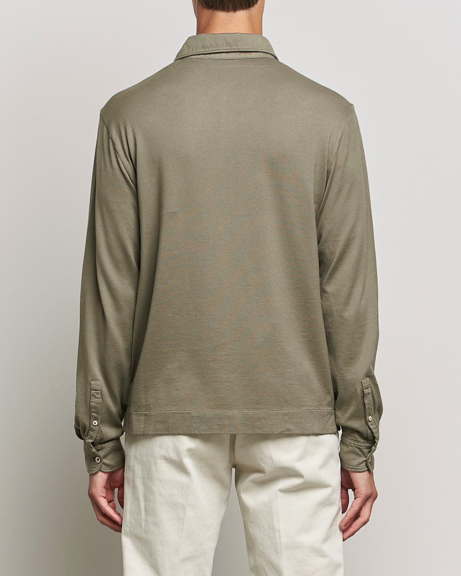 Herren | Pullover | Boglioli | Long Sleeve Polo Shirt Sage Green