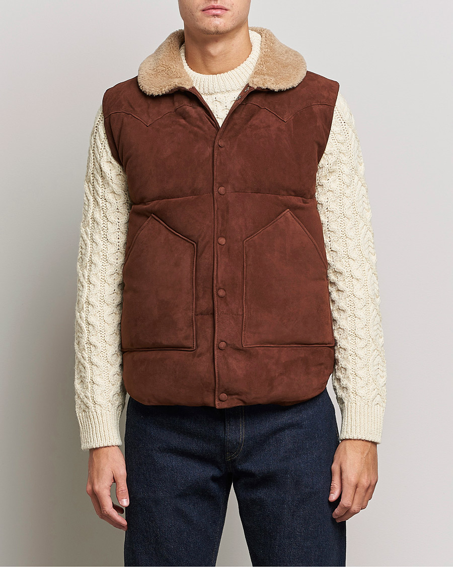 Herren | Jacken | Valstar | Suede Shearling Vest Dark Brown