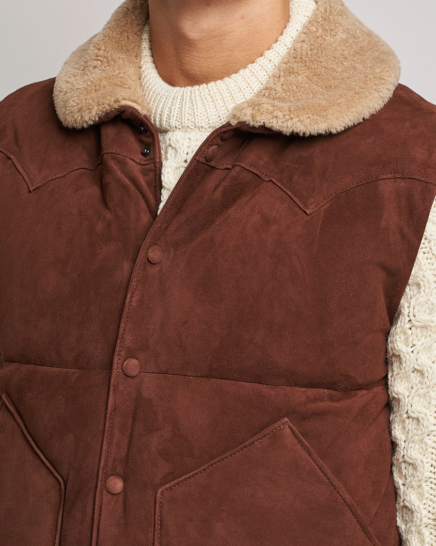 Herren | Jacken | Valstar | Suede Shearling Vest Dark Brown