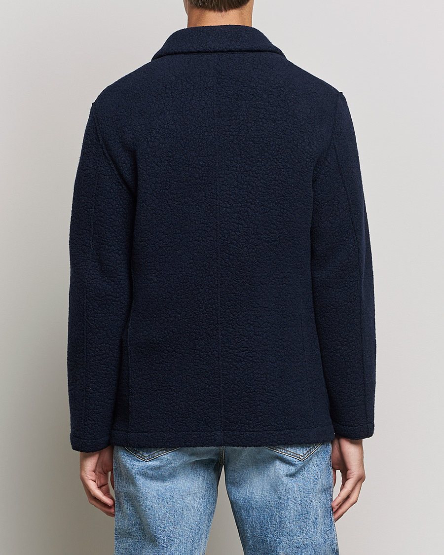 Herren | Hemden | Harris Wharf London | Harrington Wool Boucleè Shirt Jacket Navy