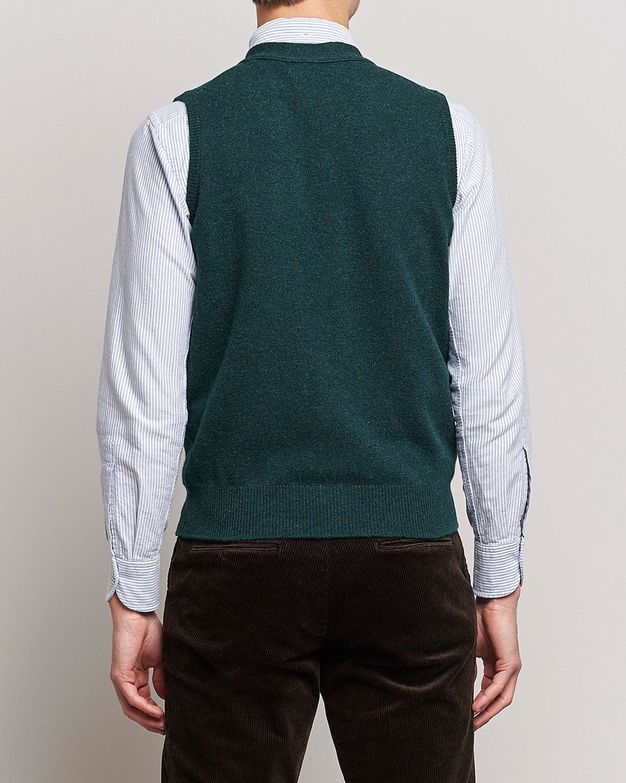 Herren | Pullover | Drake's | Lambswool Vest Cardigan Green