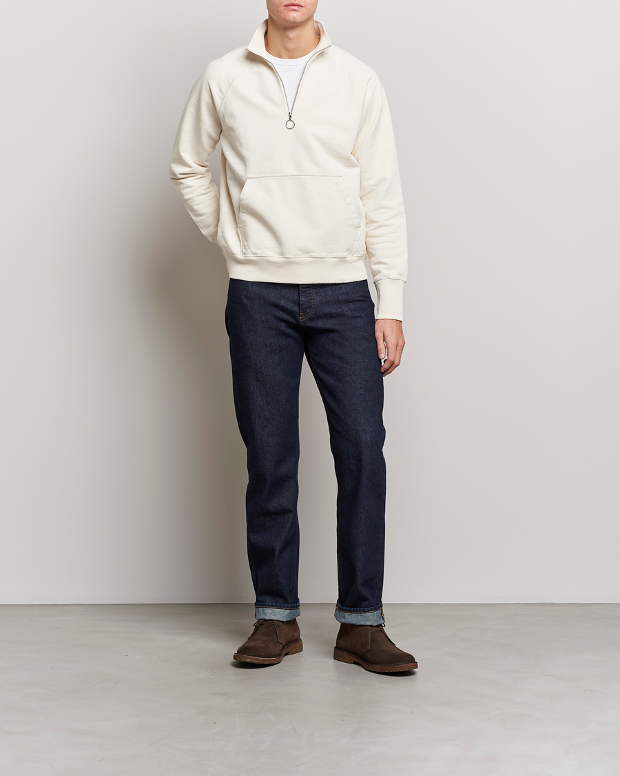 Herren | Pullover | Drake's | Quarter Zip Sweatshirt Ecru