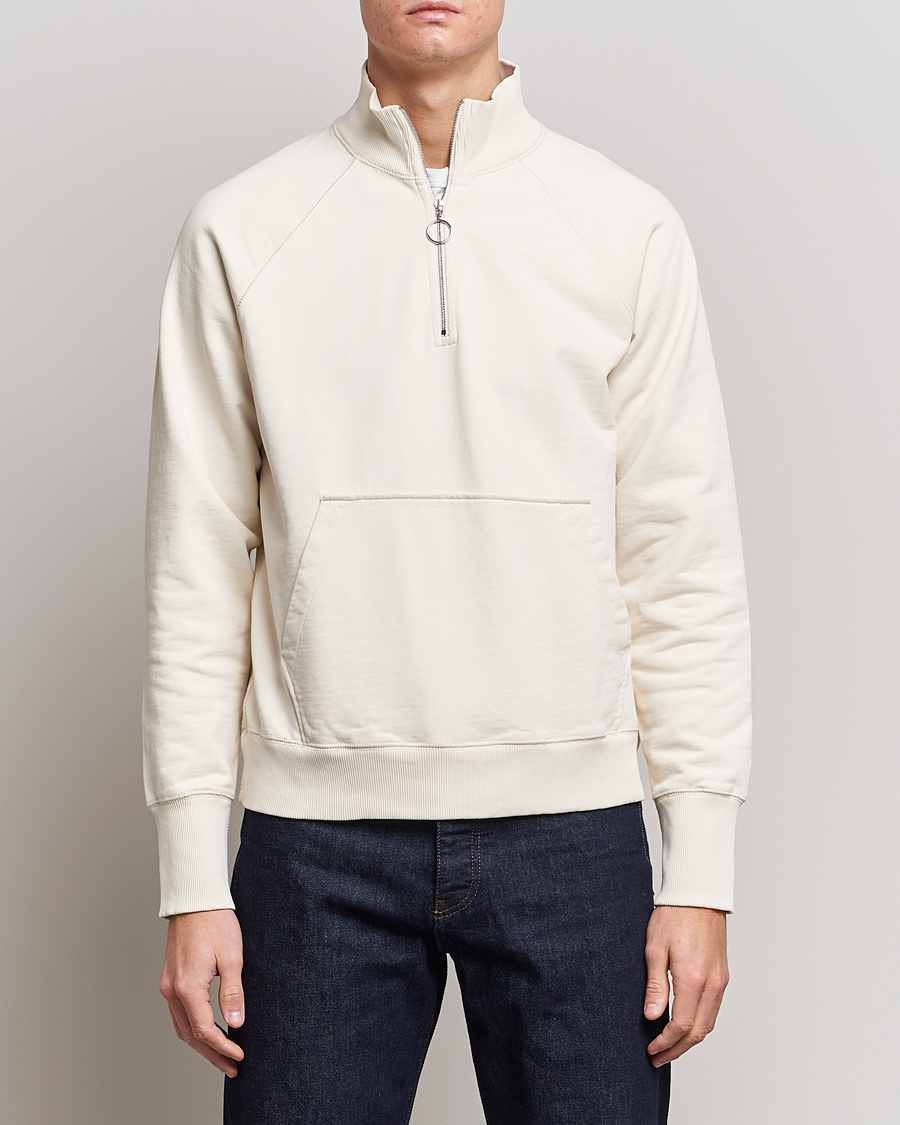 Herren | Pullover | Drake's | Quarter Zip Sweatshirt Ecru