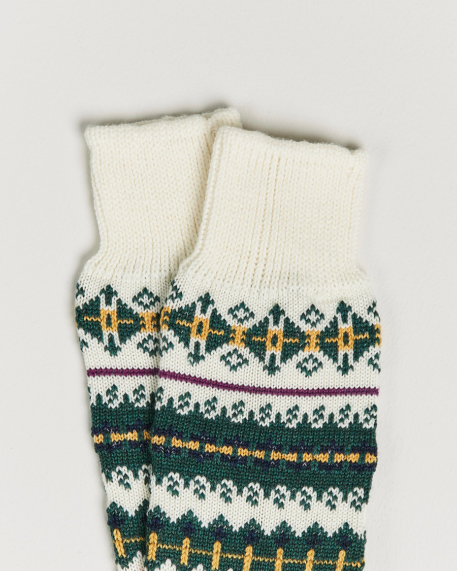 Herren | Unterwäsche | Drake's | Fairisle Wool/Cotton Socks Ecru