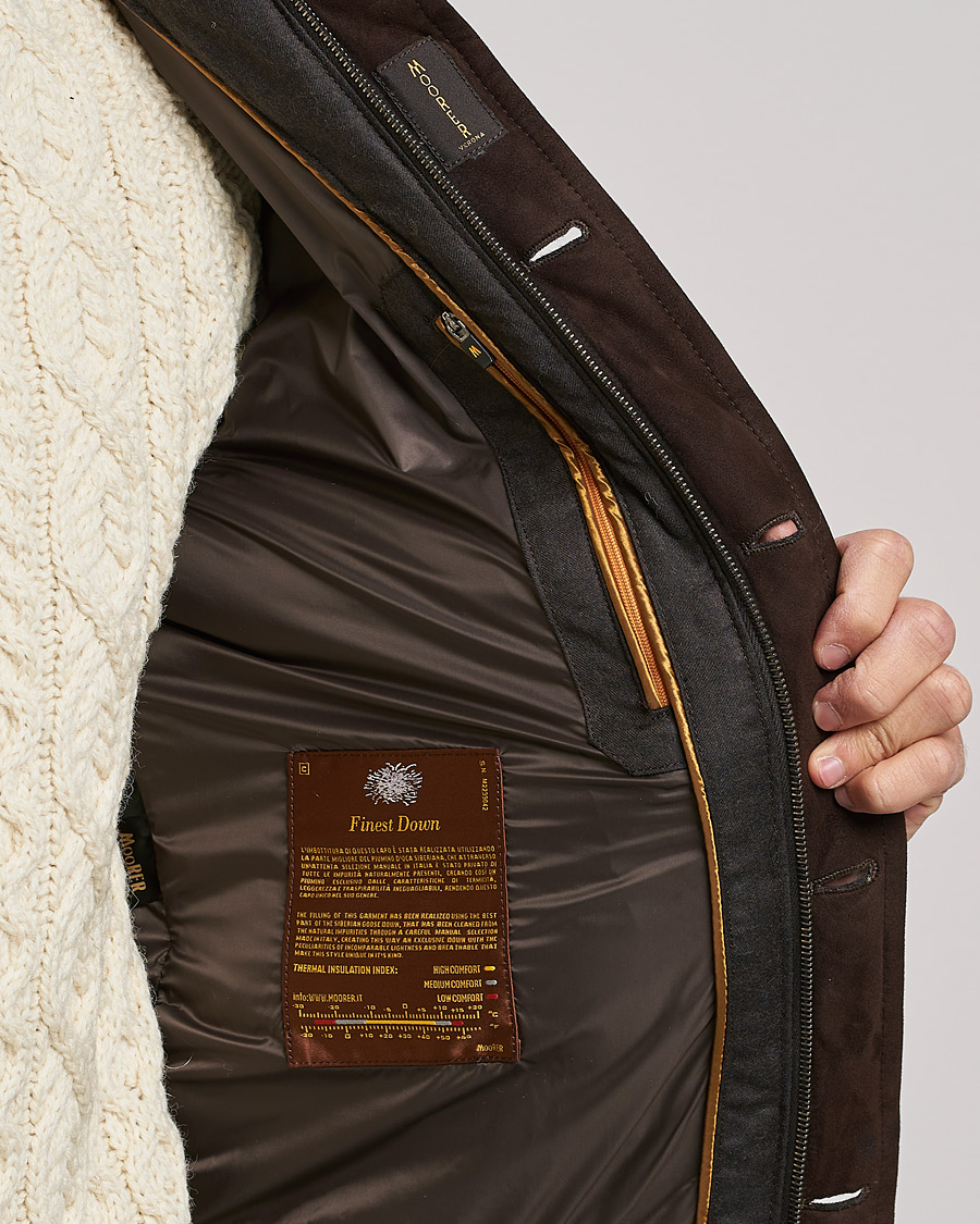 Herren | Jacken | MooRER | Fantoni Wool/Cashmere Suede Bomber Jacket Dark Brown