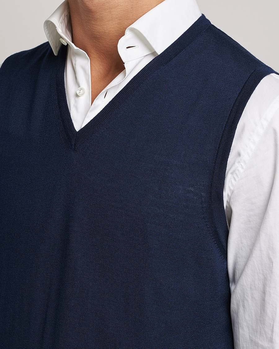 Herren | Pullover | Stenströms | Merino Slipover Navy