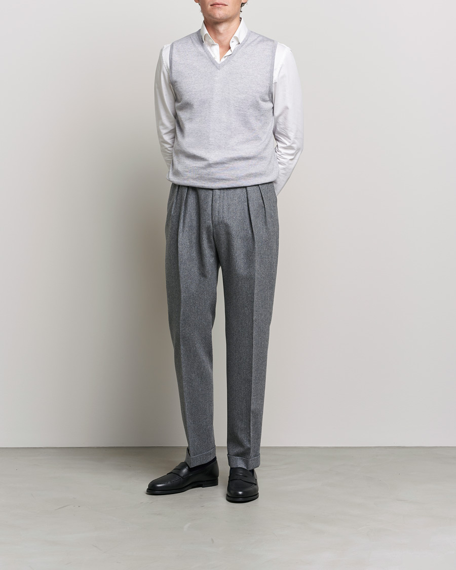 Herren | Pullover | Stenströms | Merino Slipover Light Grey