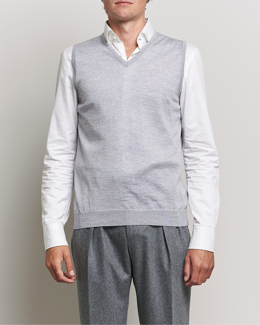 Herren | Pullover | Stenströms | Merino Slipover Light Grey