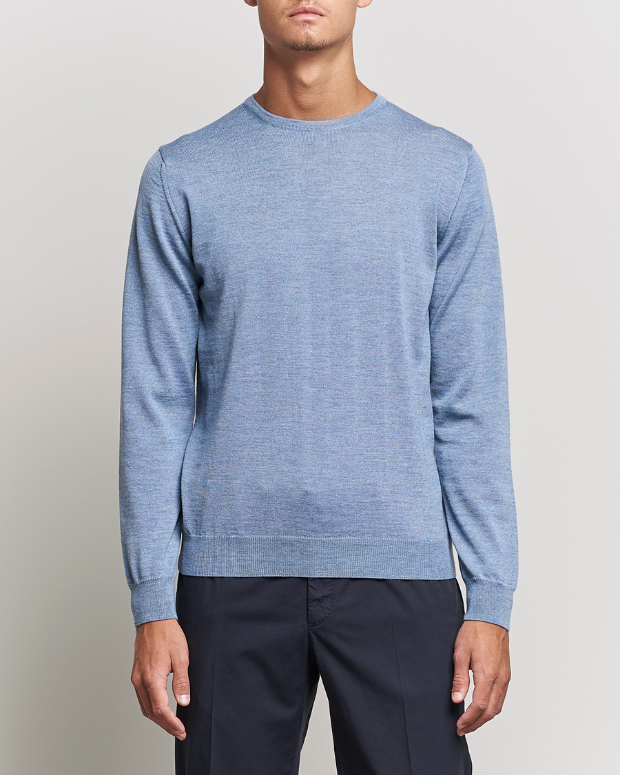 Herren | Pullover | Stenströms | Merino Crew Neck Light Blue